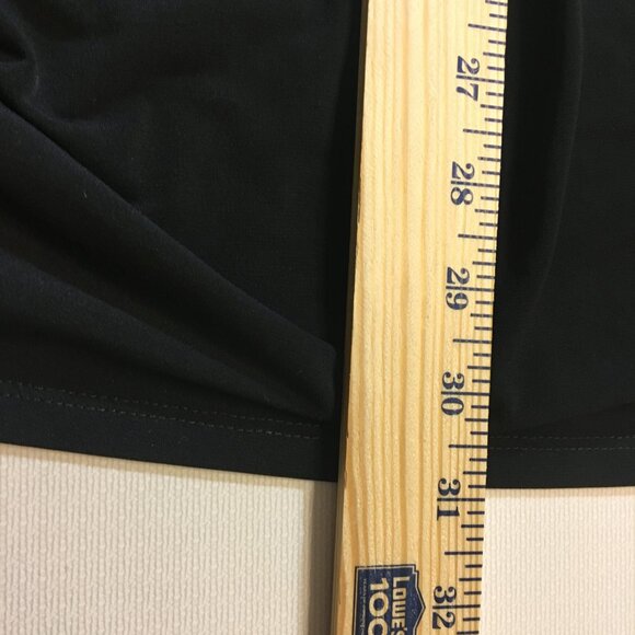 BCBG Party Cocktail Dress Large Black Draped Front Pockets Flirty LBD - Picture 9 of 11